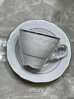 Service à café vintage en porcelaine de Bavière, Allemagne, 12 tasses, théière, sucrier, crémier