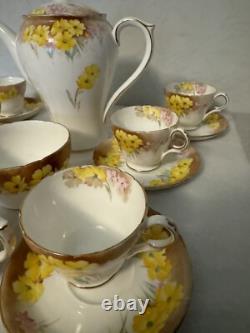 Service à café vintage en porcelaine fine Shelley, années 1950/60, 15 pièces