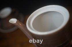 Service à café vintage en poterie Rye Cinque Ports des années 1970, rayures brunes, 17 pièces