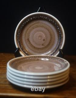 Service à café vintage en poterie Rye Cinque Ports des années 1970, rayures brunes, 17 pièces