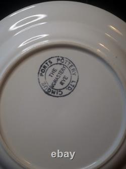 Service à café vintage en poterie Rye Cinque Ports des années 1970, rayures brunes, 17 pièces