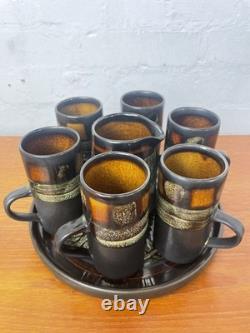 Service à café vintage en poterie celtique avec médaillon, Newlyn, Cornouailles