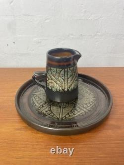 Service à café vintage en poterie celtique avec médaillon, Newlyn, Cornouailles