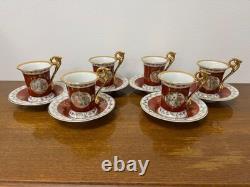 Service à café vintage pour 6 personnes, production RDA, porcelaine spéciale Eisenberg