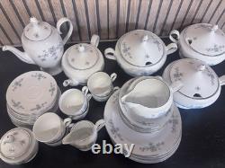 Service à dîner vintage Schwarzenbach pour l'hiver, théière, café, tasse et soucoupes