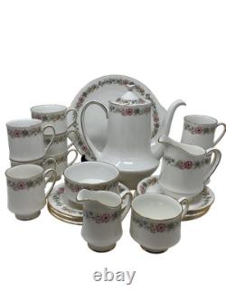 Service à thé Paragon Multi Belinda en porcelaine fine à motif floral, cafetière, tasses, vintageDQ