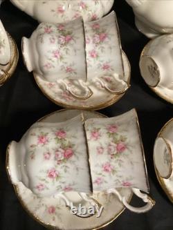 Service à thé Royal Albert Victoriana Rose 28 pièces, grande théière, cafetière, 12 duos