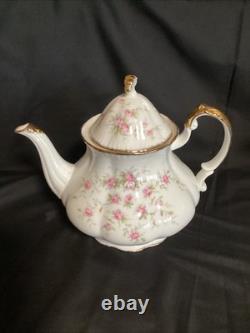 Service à thé Royal Albert Victoriana Rose 28 pièces, grande théière, cafetière, 12 duos