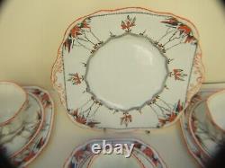 Service à thé Vintage 20 pièces Phoenix China Angleterre Art Déco Émaillé Peint à la main 1930