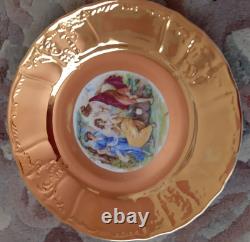Service à thé/café 36 pièces en porcelaine Vintage Bernadotte, fine de Bohème, doré