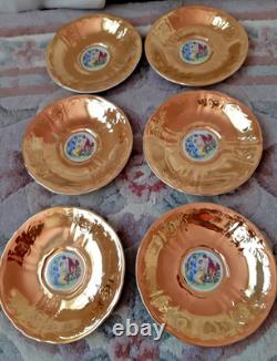 Service à thé/café 36 pièces en porcelaine Vintage Bernadotte, fine de Bohème, doré