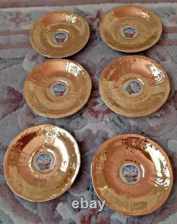 Service à thé/café 36 pièces en porcelaine Vintage Bernadotte, fine de Bohème, doré