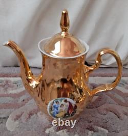 Service à thé/café 36 pièces en porcelaine Vintage Bernadotte, fine de Bohème, doré