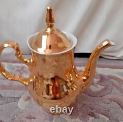 Service à thé/café 36 pièces en porcelaine Vintage Bernadotte, fine de Bohème, doré