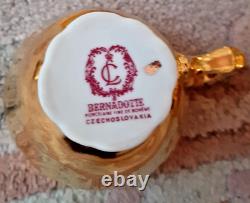 Service à thé/café 36 pièces en porcelaine Vintage Bernadotte, fine de Bohème, doré