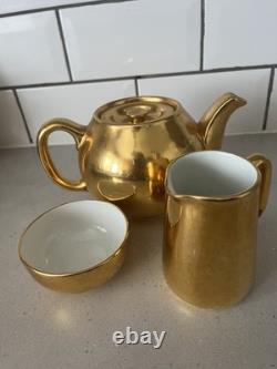 Service à thé/café Vintage Royal Worcester avec finition dorée brillante réfléchissante