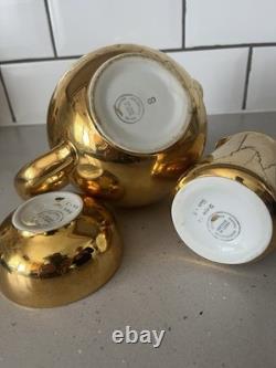 Service à thé/café Vintage Royal Worcester avec finition dorée brillante réfléchissante