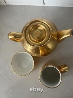 Service à thé/café Vintage Royal Worcester avec finition dorée brillante réfléchissante