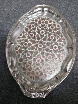 Service à thé/café décoratif vintage indien en laiton plaqué nickel