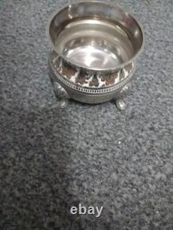 Service à thé/café décoratif vintage indien en laiton plaqué nickel