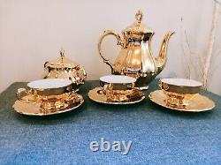 Service à thé / café en or vintage Bareuther, Bavière, 13 pièces
