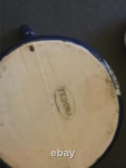 Service à thé/café en porcelaine bleu cobalt vintage FEDORA, dorure à l’or fin, motif de déesse