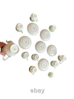 Service à thé / café vintage Royal Albert Crown China motif vert et or