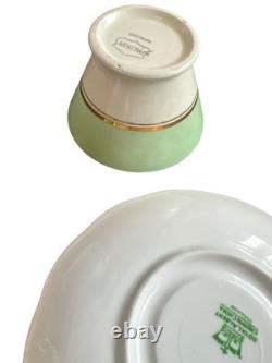 Service à thé / café vintage Royal Albert Crown China motif vert et or