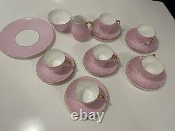 Service à thé / café vintage pastel rose Wedgwood April pour 6 personnes des années 1930 sur pieds