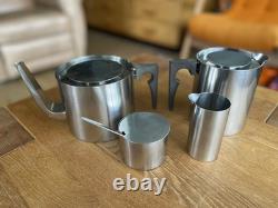 Service à thé en acier inoxydable Stelton d'Arne Jacobsen, ensemble de café vintage 1967 danois