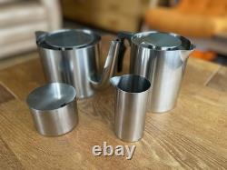 Service à thé en acier inoxydable Stelton d'Arne Jacobsen, ensemble de café vintage 1967 danois