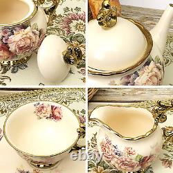 Service à thé en porcelaine britannique Fanquare 15 pièces, ensemble de café en porcelaine florale vintage.