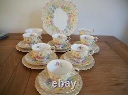 Service à thé en porcelaine vintage Royal Stafford 'Fern Posy' 6 tasses triots et plus 21 pièces