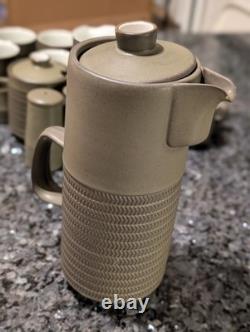 Service à thé et à café vintage Denby Chevron vert des années 1960, lot de 50 pièces en grès