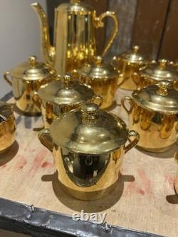 Service à thé et à café vintage Royal Worcester en lustre doré, fabriqué en Angleterre