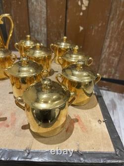 Service à thé et à café vintage Royal Worcester en lustre doré, fabriqué en Angleterre