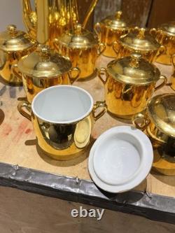 Service à thé et à café vintage Royal Worcester en lustre doré, fabriqué en Angleterre
