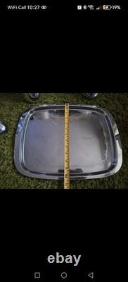 Service à thé et à café vintage Sona en chrome avec plateau, années 1970, de collection du milieu du siècle