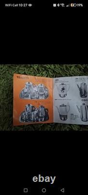 Service à thé et à café vintage Sona en chrome avec plateau, années 1970, de collection du milieu du siècle