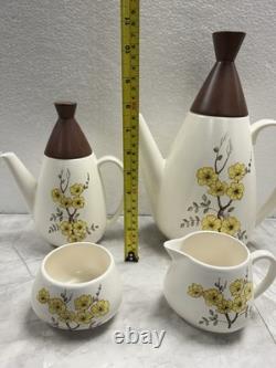 Service à thé et café Mimosa Carlton Ware vintage 22 pièces très bon état style milieu de siècle moderne rétro