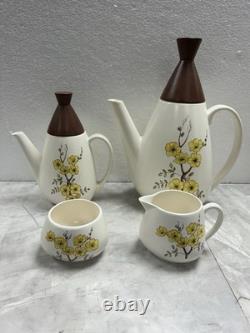 Service à thé et café Mimosa Carlton Ware vintage 22 pièces très bon état style milieu de siècle moderne rétro