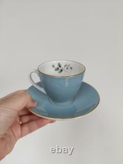 Service à thé et café Royal Doulton Rose Elegans TC1010 bleu œuf de canard et or vintage 37 pièces