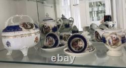 Service à thé et café en porcelaine bleue vintage Oscar Schlegelmilch Chinaware