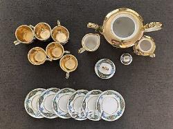 Service à thé et café en porcelaine italienne vintage de R. Capodimonte Italie avec des chérubins
