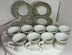 Service à thé et café vintage J&G Meakin Sterling Renaissance vert Angleterre, lot