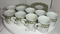 Service à thé et café vintage J&G Meakin Sterling Renaissance vert Angleterre, lot