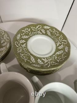 Service à thé et café vintage J&G Meakin Sterling Renaissance vert Angleterre, lot