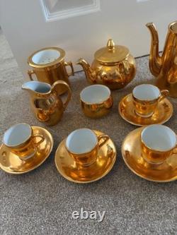Service à thé et café vintage Royal Worcester Fireproof à lustre doré, 17 pièces, Angleterre