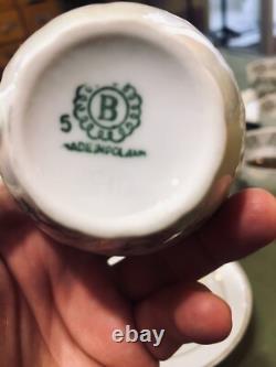 Service à thé et café vintage pour 6 personnes, marque Bogucice, blanc et or, Pologne