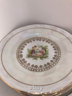 Service à thé et café vintage pour 6 personnes, marque Bogucice, blanc et or, Pologne